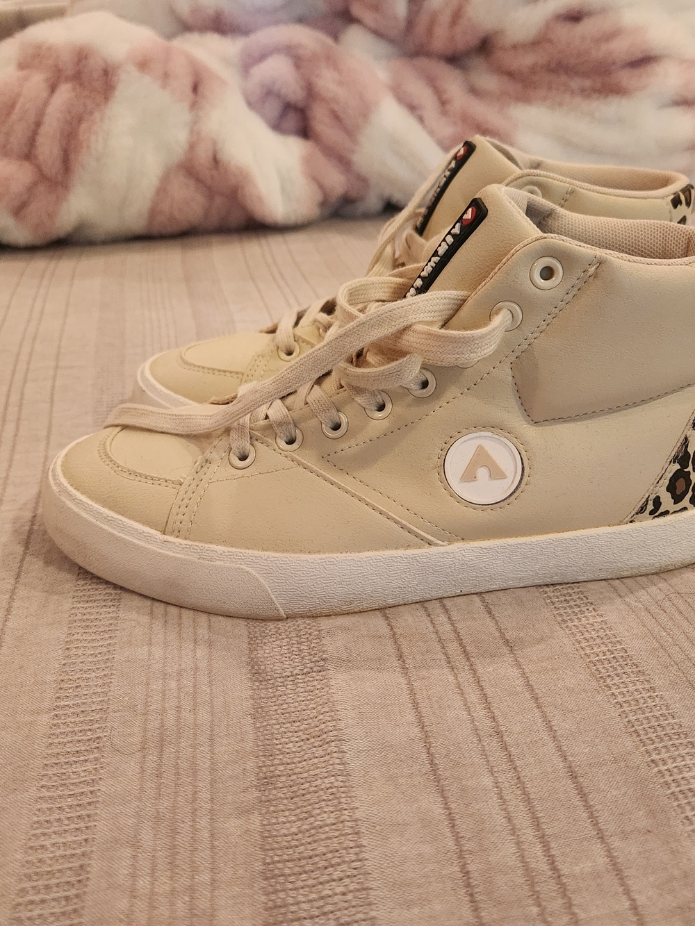 Airwalk Women's High-Top Sneakers in Beige with Leopard Accent